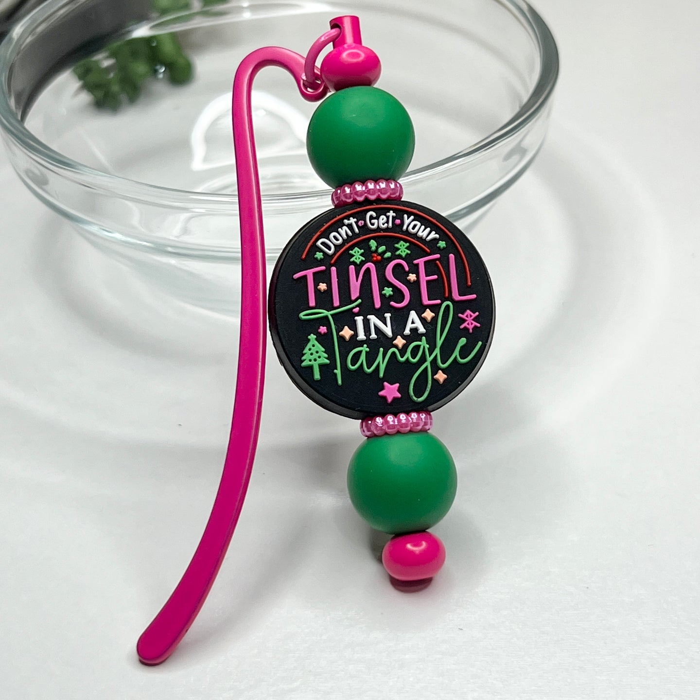 Tinsel in a Tangle Beaded Bookmark